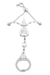 Shop_Isharya_White Diamonds Celeste Heart Bolo Rhodium Plated Bracelet _at_Aza_Fashions