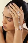 Shop_Isharya_White Diamonds Celeste Heart Bolo Rhodium Plated Bracelet _Online_at_Aza_Fashions