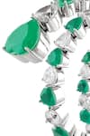 Buy_Isharya_Green Gemstones, Crystals Emerald Enchantment Rhodium Plated Wrap Cuff _Online_at_Aza_Fashions