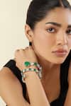 Buy_Isharya_Green Gemstones, Crystals Emerald Enchantment Rhodium Plated Wrap Cuff _at_Aza_Fashions