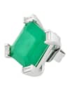 Buy_Isharya_Green Imitation Gemstones Emerald Luxe Square Rhodium Plated Studs _Online_at_Aza_Fashions