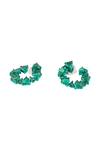 Isharya_Green Crystals, Stones Emerald Halo Rhodium Plated Studs _Online_at_Aza_Fashions