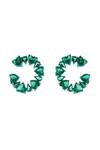 Shop_Isharya_Green Crystals, Stones Emerald Halo Rhodium Plated Studs _at_Aza_Fashions