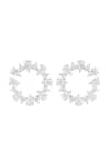 Shop_Isharya_White Crystals Eternal Glow Circle Rhodium Plated Hoops _at_Aza_Fashions