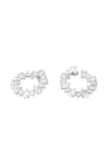 Isharya_White Crystals Eternal Glow Circle Rhodium Plated Hoops _Online_at_Aza_Fashions