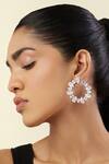 Buy_Isharya_White Crystals Eternal Glow Circle Rhodium Plated Hoops _at_Aza_Fashions