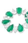 Buy_Isharya_Green Stones, Crystals Emerald Glow Rhodium Plated Circle Hoops _Online_at_Aza_Fashions