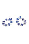 Isharya_Blue Crystals Sapphire Glow Rhodium Plated Circle Studs _Online_at_Aza_Fashions