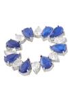 Buy_Isharya_Blue Crystals Sapphire Glow Rhodium Plated Circle Studs _Online_at_Aza_Fashions