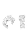 Shop_Isharya_White Crystals Luxe Glow Statement Rhodium Plated Hoops _at_Aza_Fashions