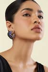 Buy_Isharya_Blue Stones Sapphire Glow Statement Rhodium Plated Hoops _Online_at_Aza_Fashions
