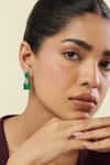 Buy_Isharya_Green Crystals, Stones Emerald Radiance Rhodium Plated Dangle Earrings _at_Aza_Fashions