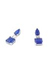 Isharya_Blue Crystals Sapphire Radiance Rhodium Plated Dangle Earrings _Online_at_Aza_Fashions