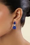 Shop_Isharya_Blue Crystals Sapphire Radiance Rhodium Plated Dangle Earrings _Online_at_Aza_Fashions