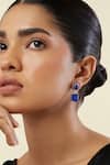 Buy_Isharya_Blue Crystals Sapphire Radiance Rhodium Plated Dangle Earrings _at_Aza_Fashions