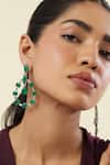 Buy_Isharya_Green Stones, Crystals Emerald Luxe Rhodium Plated Dangler Earrings _at_Aza_Fashions