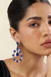 Buy_Isharya_Blue Crystals, Stones Sapphire Luxe Rhodium Plated Dangler Earrings _at_Aza_Fashions