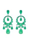 Shop_Isharya_Green Stones Emerald Elegance Rhodium Plated Moon Baalis _at_Aza_Fashions