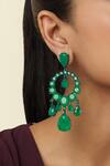 Shop_Isharya_Green Stones Emerald Elegance Rhodium Plated Moon Baalis _Online_at_Aza_Fashions