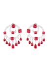 Shop_Isharya_Red Crystals, Stones Ruby Moon Luxe Rhodium Plated Baalis _at_Aza_Fashions