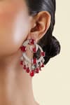 Shop_Isharya_Red Crystals, Stones Ruby Moon Luxe Rhodium Plated Baalis _Online_at_Aza_Fashions