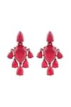 Shop_Isharya_Red Stones Crimson Luxe Rhodium Plated Dangler Earrings _at_Aza_Fashions