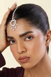 Buy_Isharya_White Celestial Radiance Rhodium Plated Maangtikka _at_Aza_Fashions