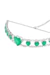 Buy_Isharya_Green Emerald Rhodium Plated Heart Choker Necklace _Online_at_Aza_Fashions
