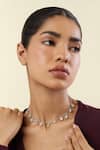 Buy_Isharya_Silver Plated Eterna Rhodium Charm Choker Necklace _at_Aza_Fashions