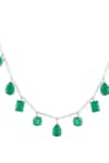 Isharya_Green Eterna Emerald Rhodium Plated Charm Choker _Online_at_Aza_Fashions