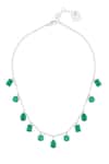 Shop_Isharya_Green Eterna Emerald Rhodium Plated Charm Choker _at_Aza_Fashions