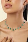 Shop_Isharya_Green Eterna Emerald Rhodium Plated Charm Choker _Online_at_Aza_Fashions