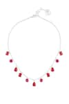 Shop_Isharya_Red Eterna Fiery Charm Rhodium Plated Choker _at_Aza_Fashions