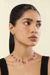 Buy_Isharya_Red Eterna Fiery Charm Rhodium Plated Choker _at_Aza_Fashions