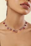 Shop_Isharya_Red Eterna Fiery Charm Rhodium Plated Choker _Online_at_Aza_Fashions