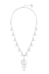 Shop_Isharya_White Timeless Elegance Rhodium Plated Long Necklace _at_Aza_Fashions