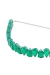 Isharya_Green Elysian Rhodium Plated Emerald Choker Necklace _Online_at_Aza_Fashions