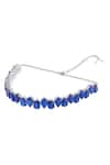 Shop_Isharya_Blue Elysian Sapphire Rhodium Plated Choker Necklace _at_Aza_Fashions