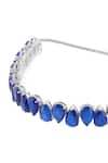 Isharya_Blue Elysian Sapphire Rhodium Plated Choker Necklace _Online_at_Aza_Fashions
