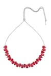 Shop_Isharya_Red Elysian Ruby Rhodium Plated Choker Necklace _at_Aza_Fashions