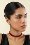 Buy_Isharya_Red Elysian Ruby Rhodium Plated Choker Necklace _at_Aza_Fashions
