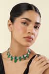 Buy_Isharya_Green Emerald Celestial Luxe Rhodium Plated Choker Necklace _at_Aza_Fashions