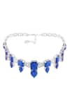 Shop_Isharya_Blue Celestial Luxe Rhodium Plated Choker Necklace _at_Aza_Fashions