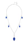 Shop_Isharya_Blue Sapphire Radiance Rhodium Plated Long Necklace _at_Aza_Fashions