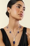 Buy_Isharya_Blue Sapphire Radiance Rhodium Plated Long Necklace _at_Aza_Fashions