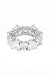 Isharya_White Crystals Eternal Elegance Infinity Rhodium Plated Band Ring _Online_at_Aza_Fashions
