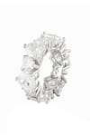 Buy_Isharya_White Crystals Eternal Elegance Infinity Rhodium Plated Band Ring _Online_at_Aza_Fashions