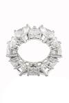 Shop_Isharya_White Crystals Eternal Elegance Infinity Rhodium Plated Band Ring _at_Aza_Fashions
