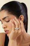 Shop_Isharya_White Crystals Eternal Elegance Infinity Rhodium Plated Band Ring _Online_at_Aza_Fashions
