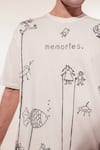 Buy_Jubinav Chadha_White Cotton Embroidery Kantha Doodle T-shirt _Online_at_Aza_Fashions